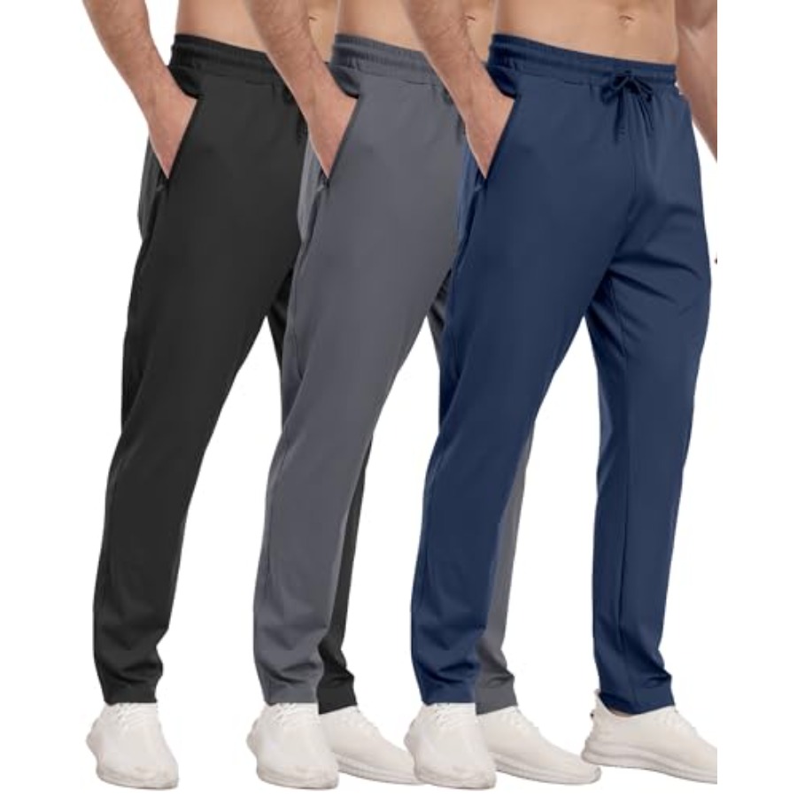 Running Pant Jogger - 3 Pack Mens Athletic Sweatpants with