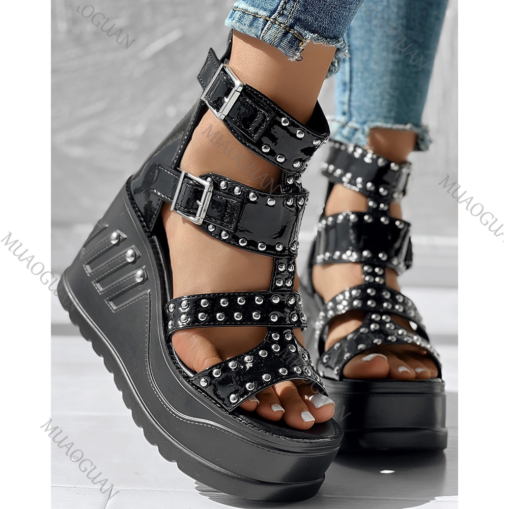 Street Fashion Shoes - Fashion Women Peep Toe Black Sandals