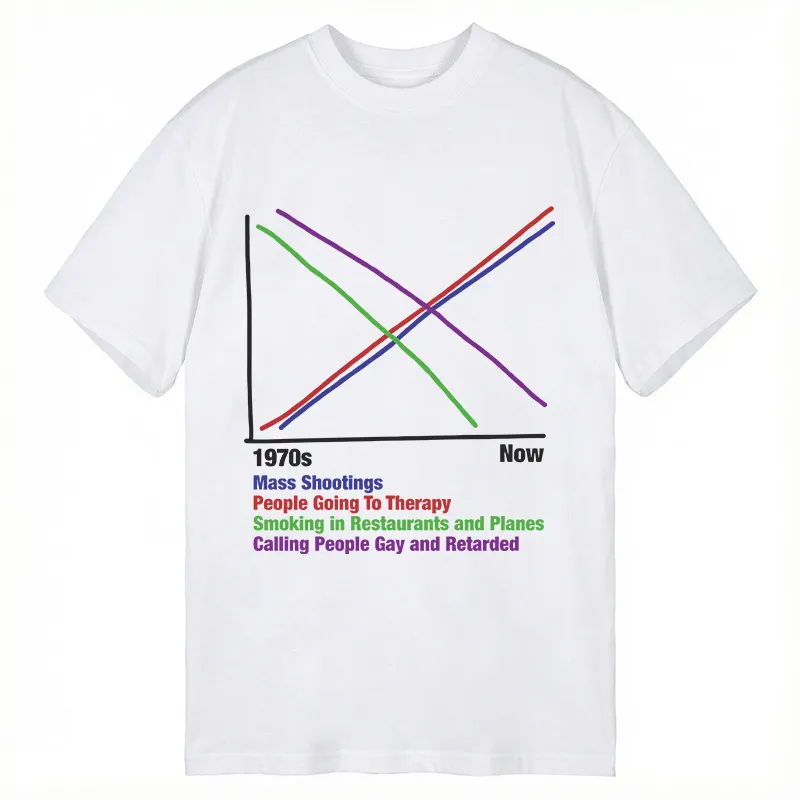 Street Fashion Now - 1970s Vs Now Printed Cotton T-shirt