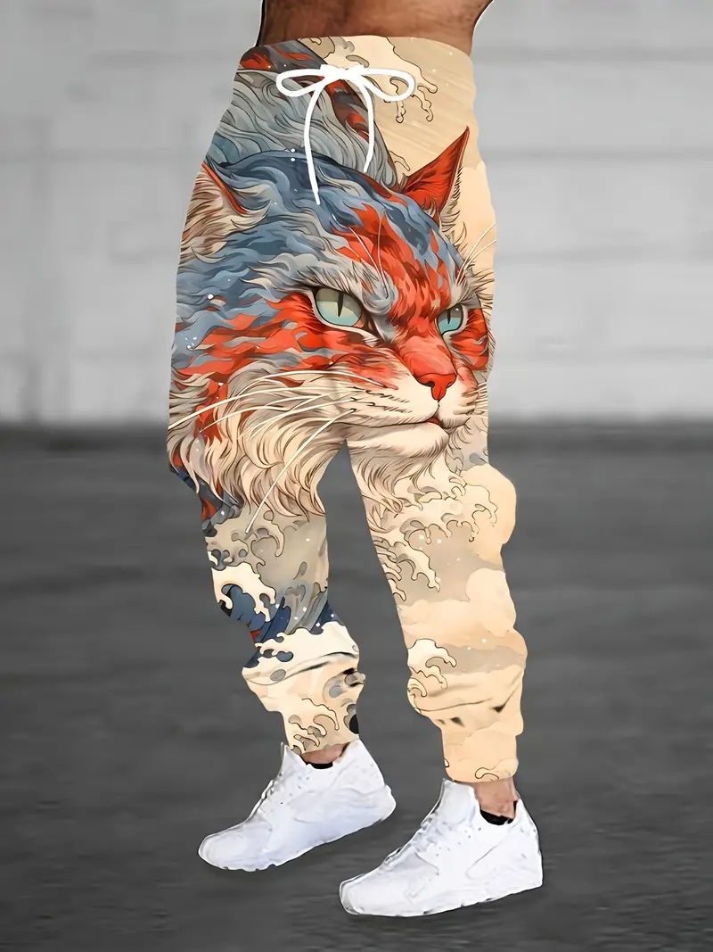 Running Pant Jogger - Men's Joggers Loose-Cat and Sea Breeze