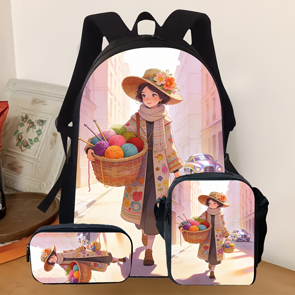 3pcs 2D Flat Backpack Three-Pi - đánh giá và giá Street Fashion China Beautiful Girls
