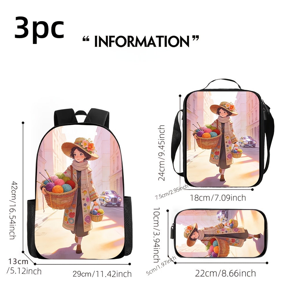 3pcs 2D Flat Backpack Three-Pi - đánh giá và giá Street Fashion China Beautiful Girls