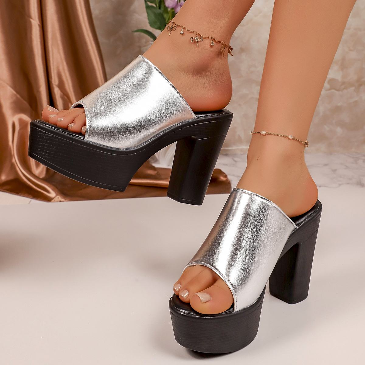 Summer Women Mule Shoes Solid  - đánh giá và giá Chunky Sneaker Platform