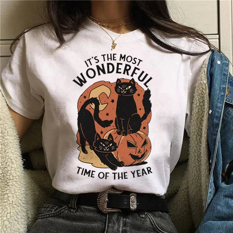 Cartoon Halloween Cat T-shirt  - đánh giá và giá Street Fashion Asian