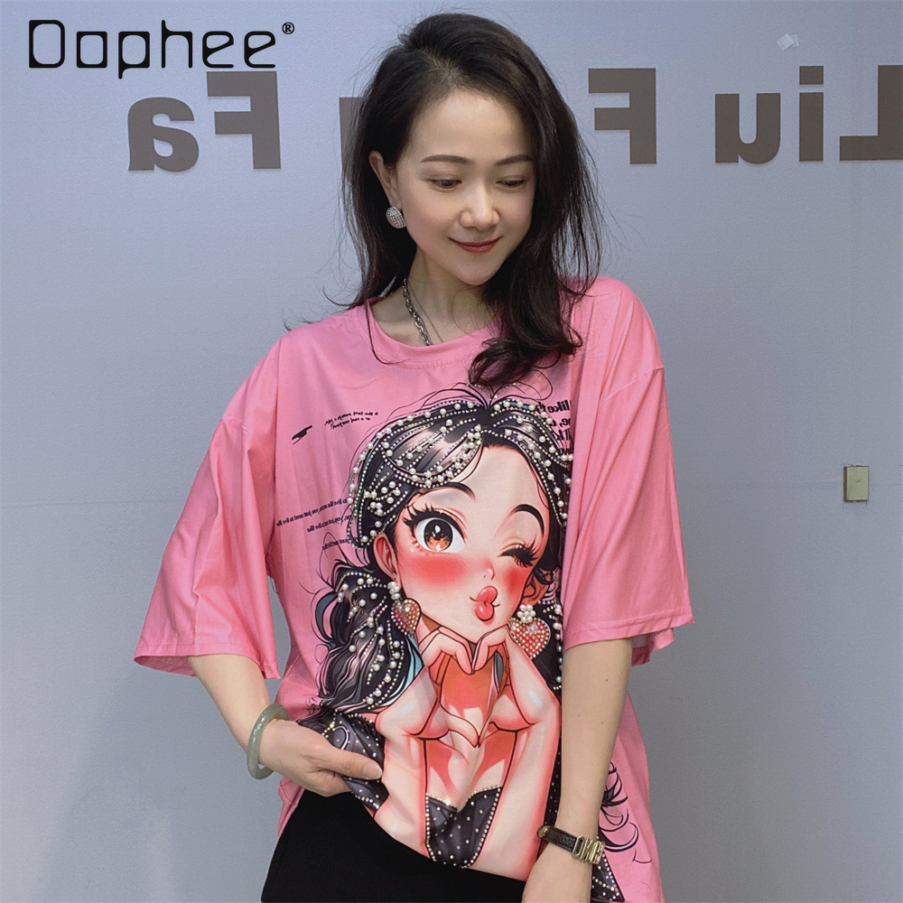 Cartoon Beautiful Girl Print C - đánh giá và giá Street Fashion China Beautiful Girls