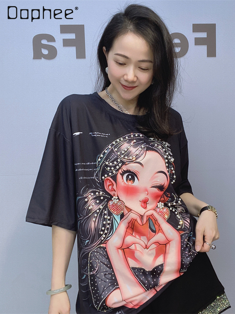 Cartoon Beautiful Girl Print C - đánh giá và giá Street Fashion China Beautiful Girls