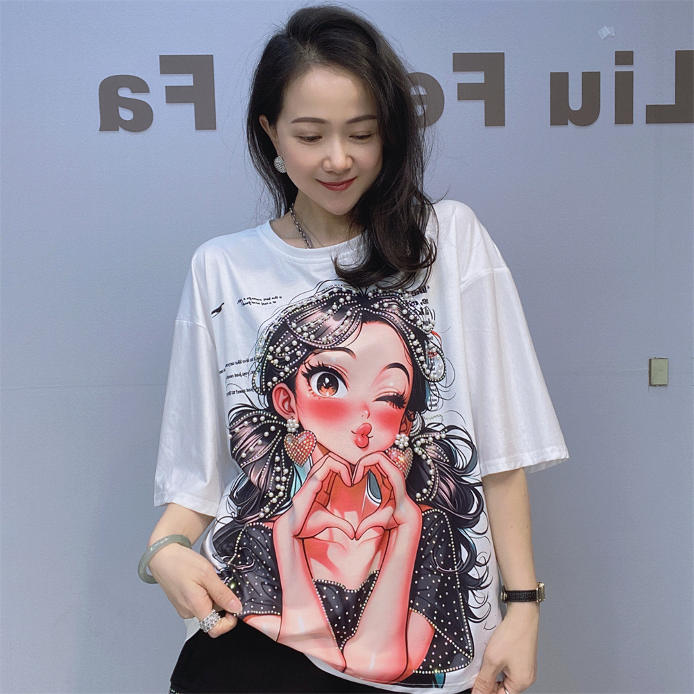 Cartoon Beautiful Girl Print C - đánh giá và giá Street Fashion China Beautiful Girls