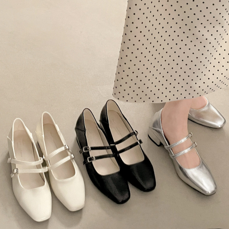 Square Toe Low Heel Women Silv - đánh giá và giá Street Fashion Shoes