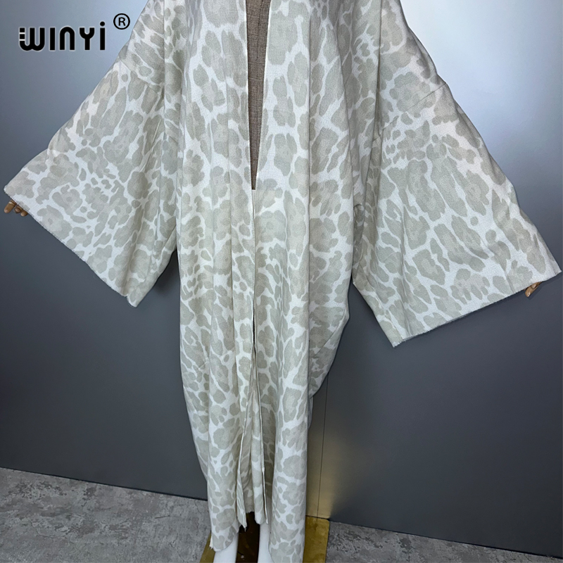 WINYI winter Leopard cardigan  - đánh giá và giá Street Fashion Kimono
